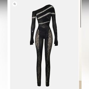 POSTER GIRL - Ivy Long Rhinestone Jumpsuit Black